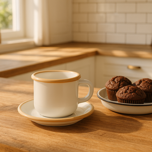 COFFEE CUP WITH HANDLE + PLATE - 50 ML